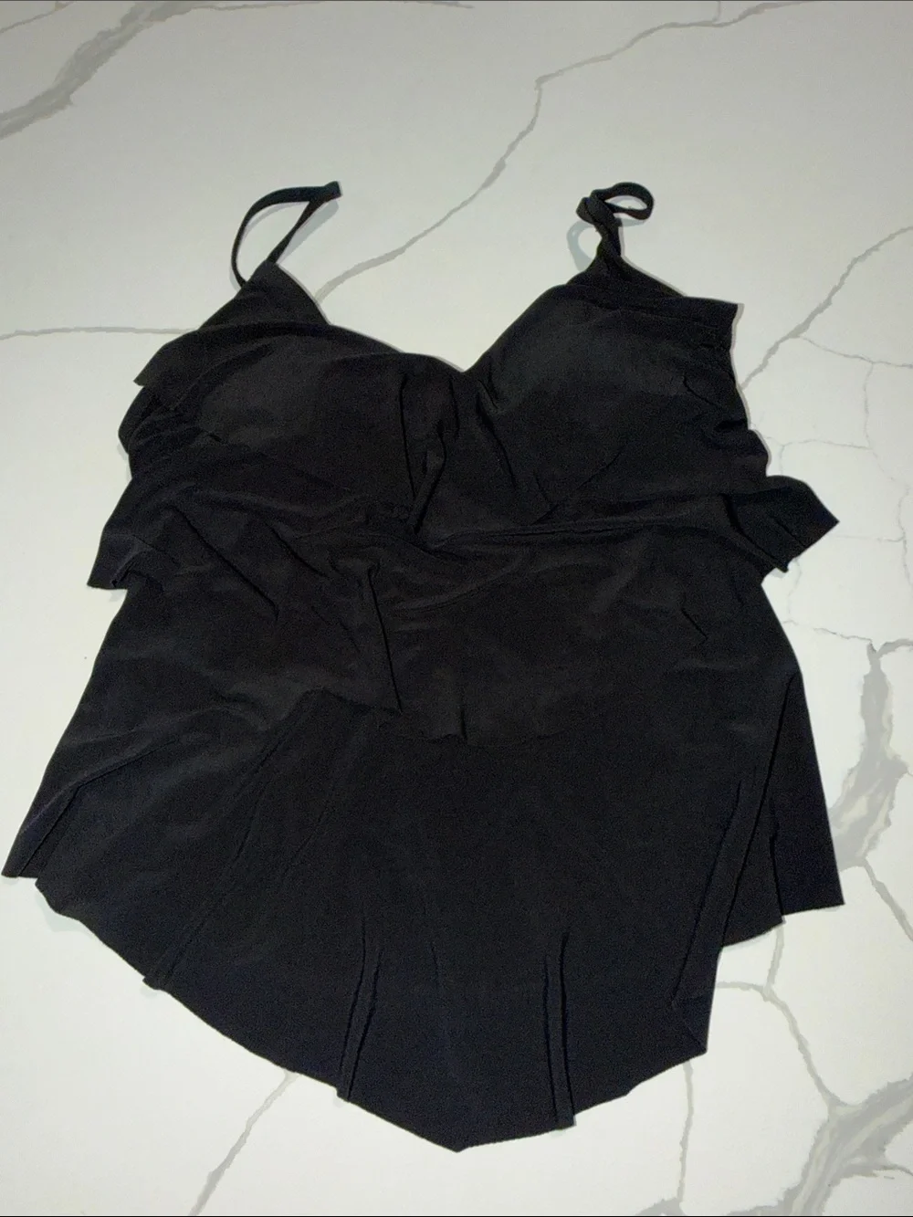 Aqua Green Black V-Neck Swim Camisole with Adjustable Straps